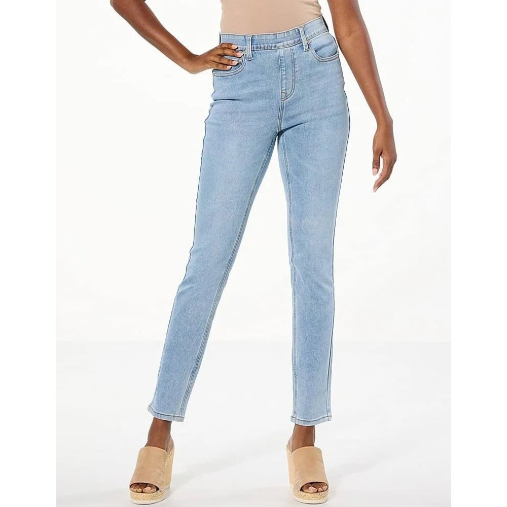 DG2 by Diane Gilman Pull On Skinny Jeans Light Wash 1XT Plus Size‎ Denim